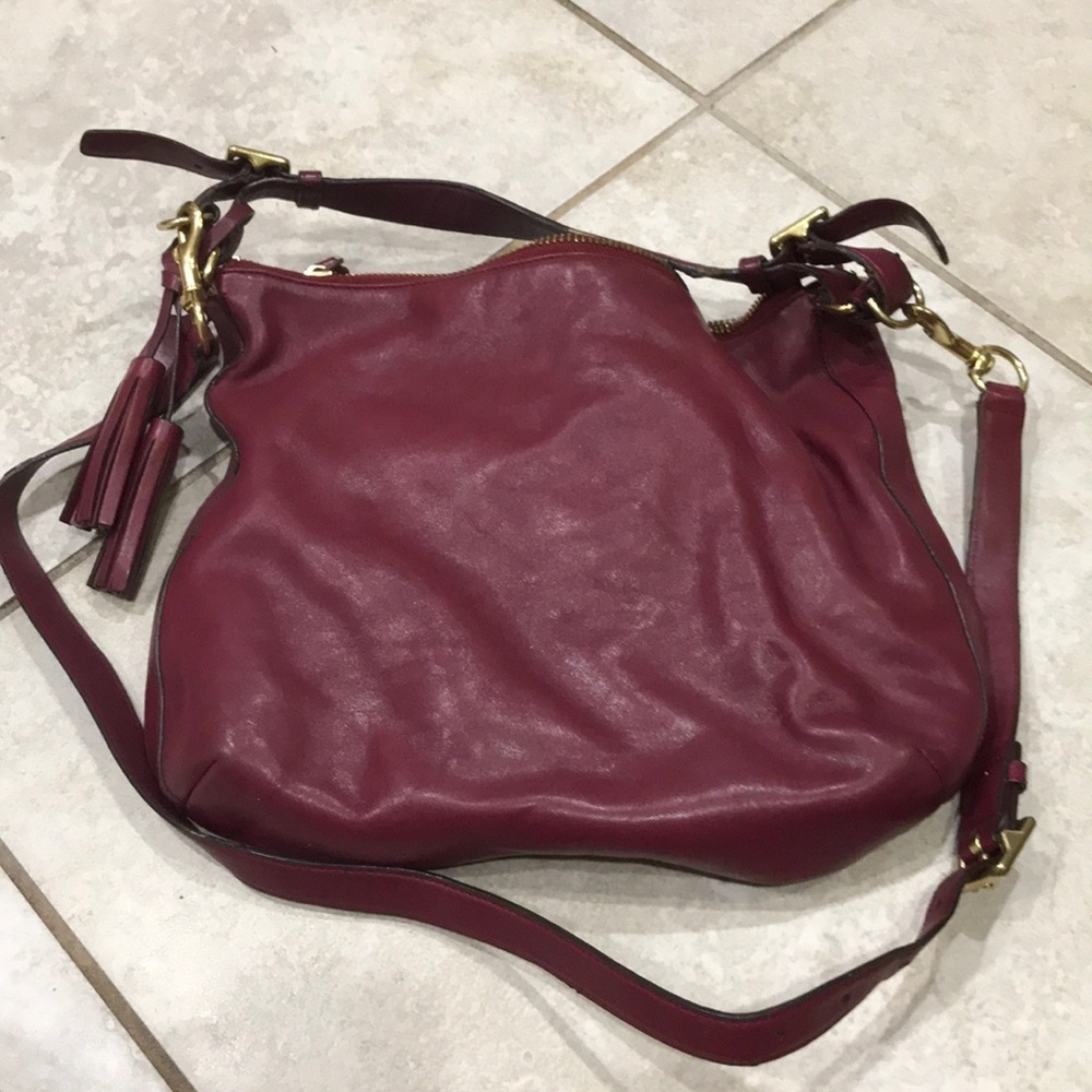 Coach Burgundy Crossbody Hobo Bag - Picture 6 of 7